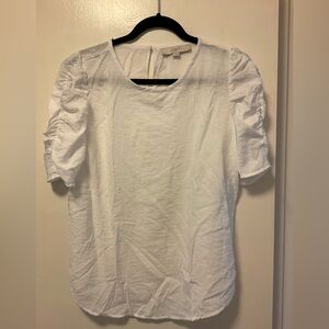 Loft rayon blouse ruching on sleeves size small